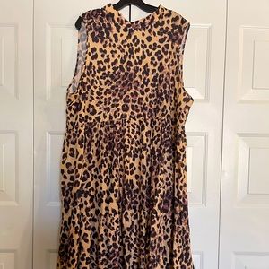 BooHoo plus size animal print midi length tiered dress